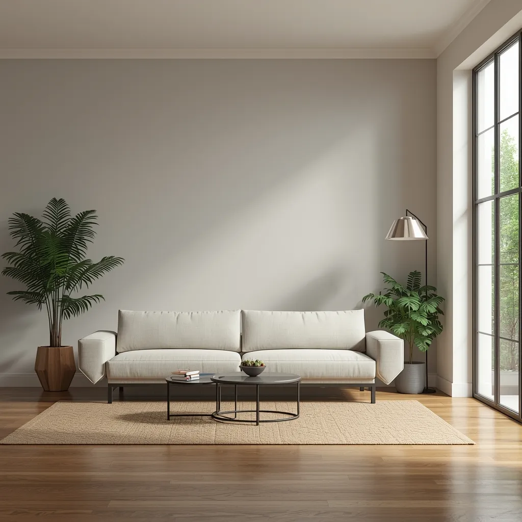 Moderne stue med minimalistisk design